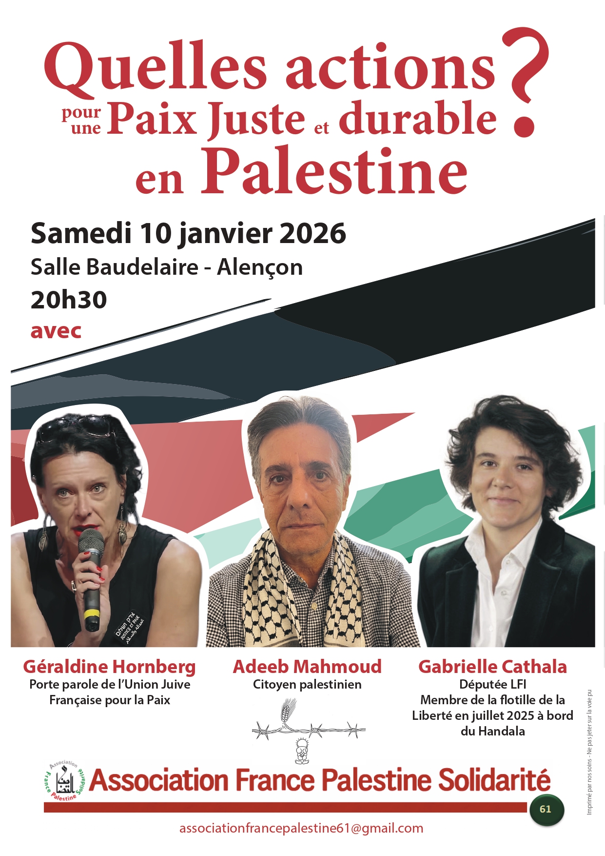 Réunion publique : quelles actions pour une paix juste et durable en Palestine ?