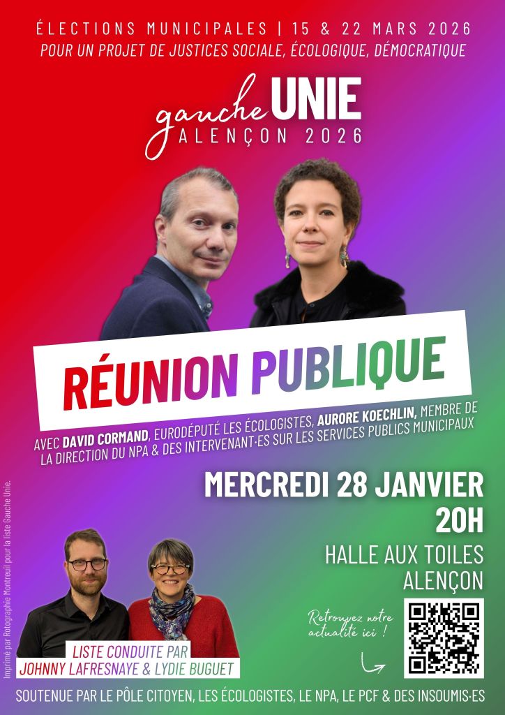 Réunion publique de la liste Gauche Unie Alençon 2026