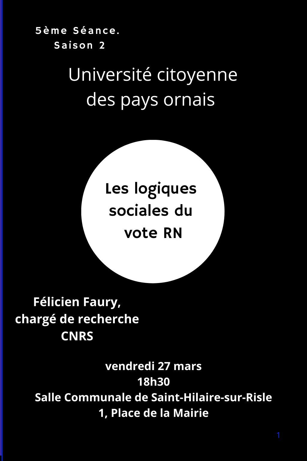 Conférence de Félicien Faury : Les logiques sociales du vote RN