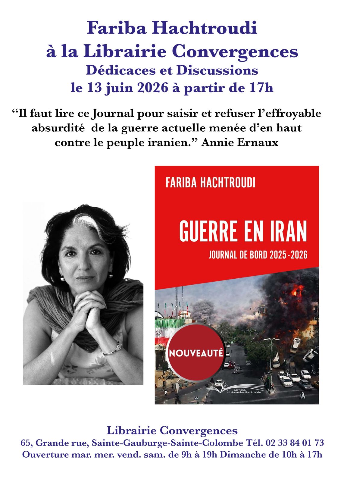 Fariba Hachtroudi à la libraire Convergences