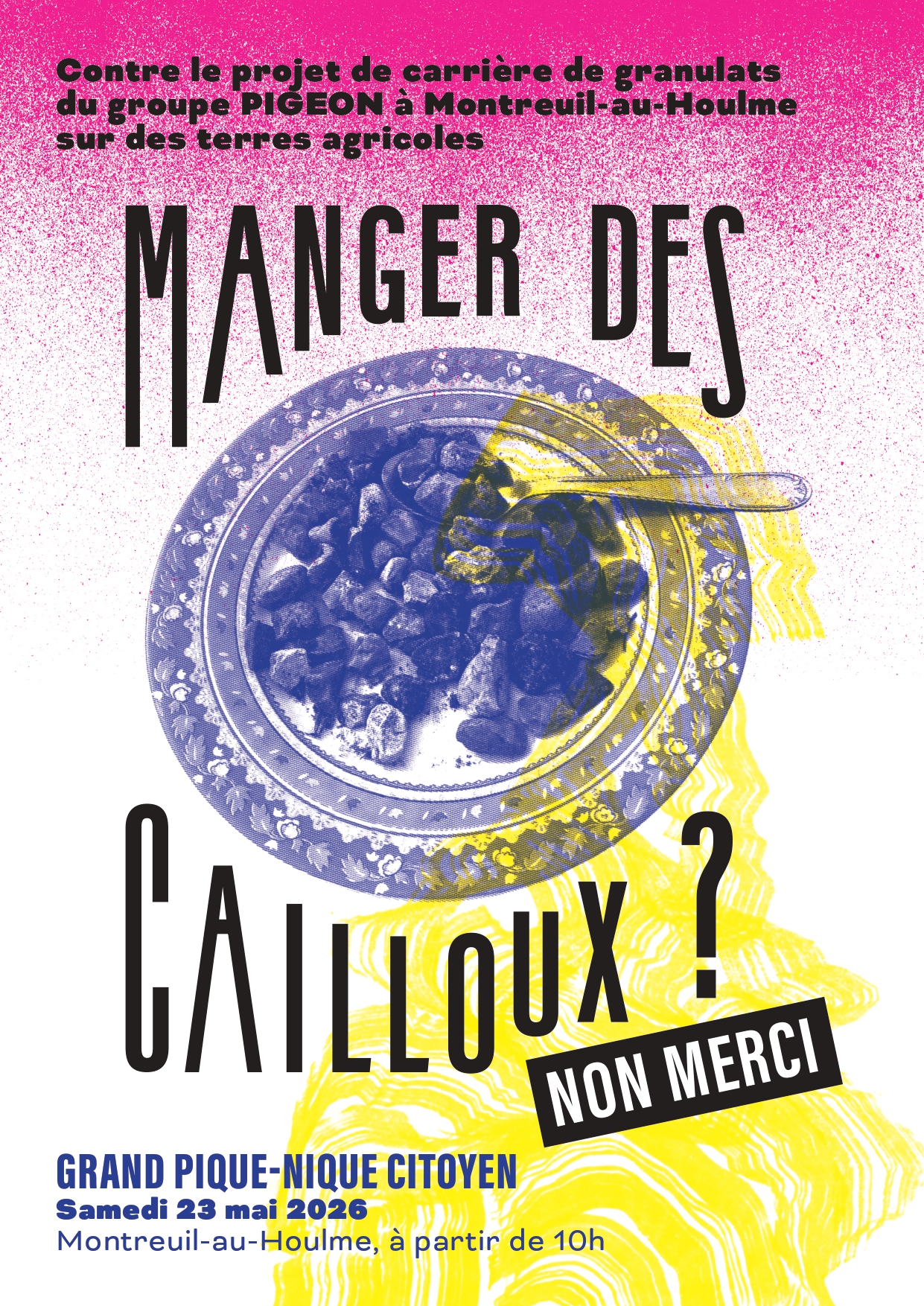 Grand pique-nique citoyen contre le projet de carrière de Montreuil-au-Houlme