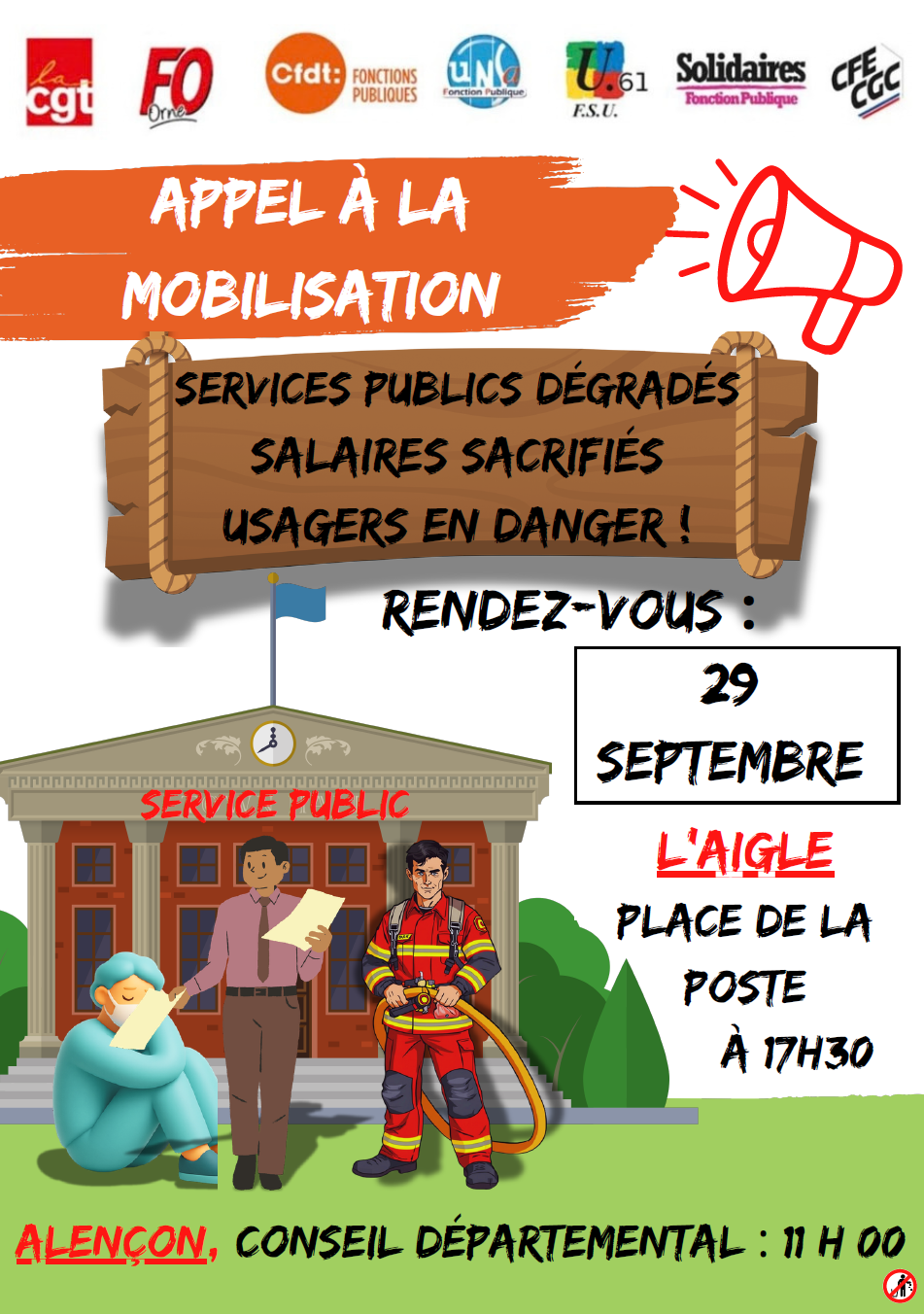 Rassemblement pour les services publics à l'Aigle
