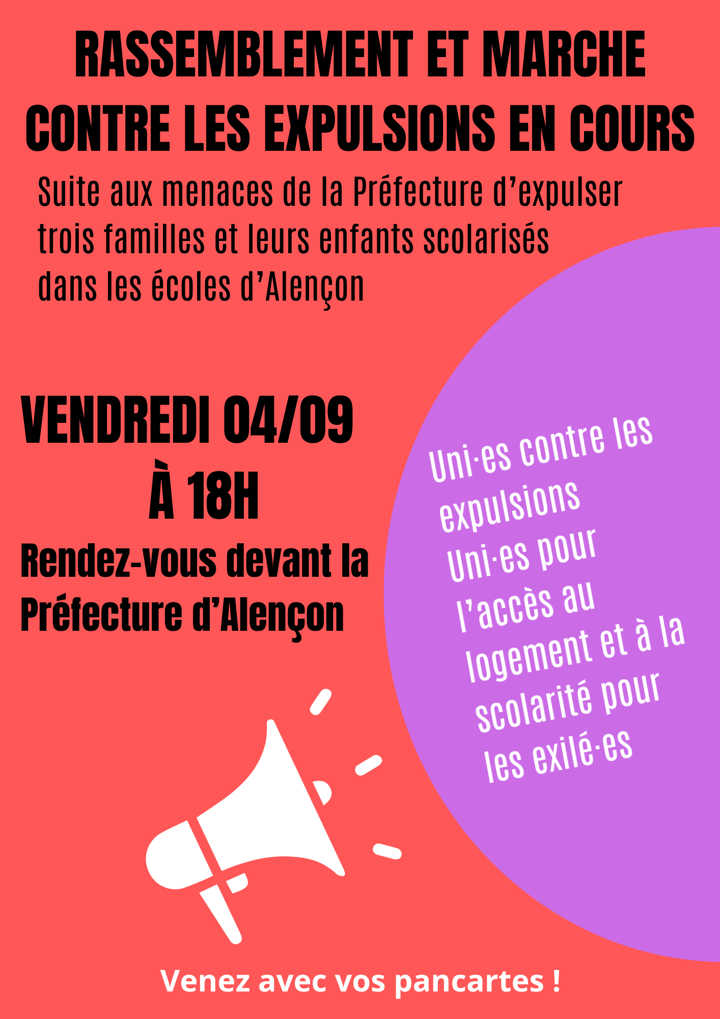 Rassemblement et marche contre les expulsions en cours