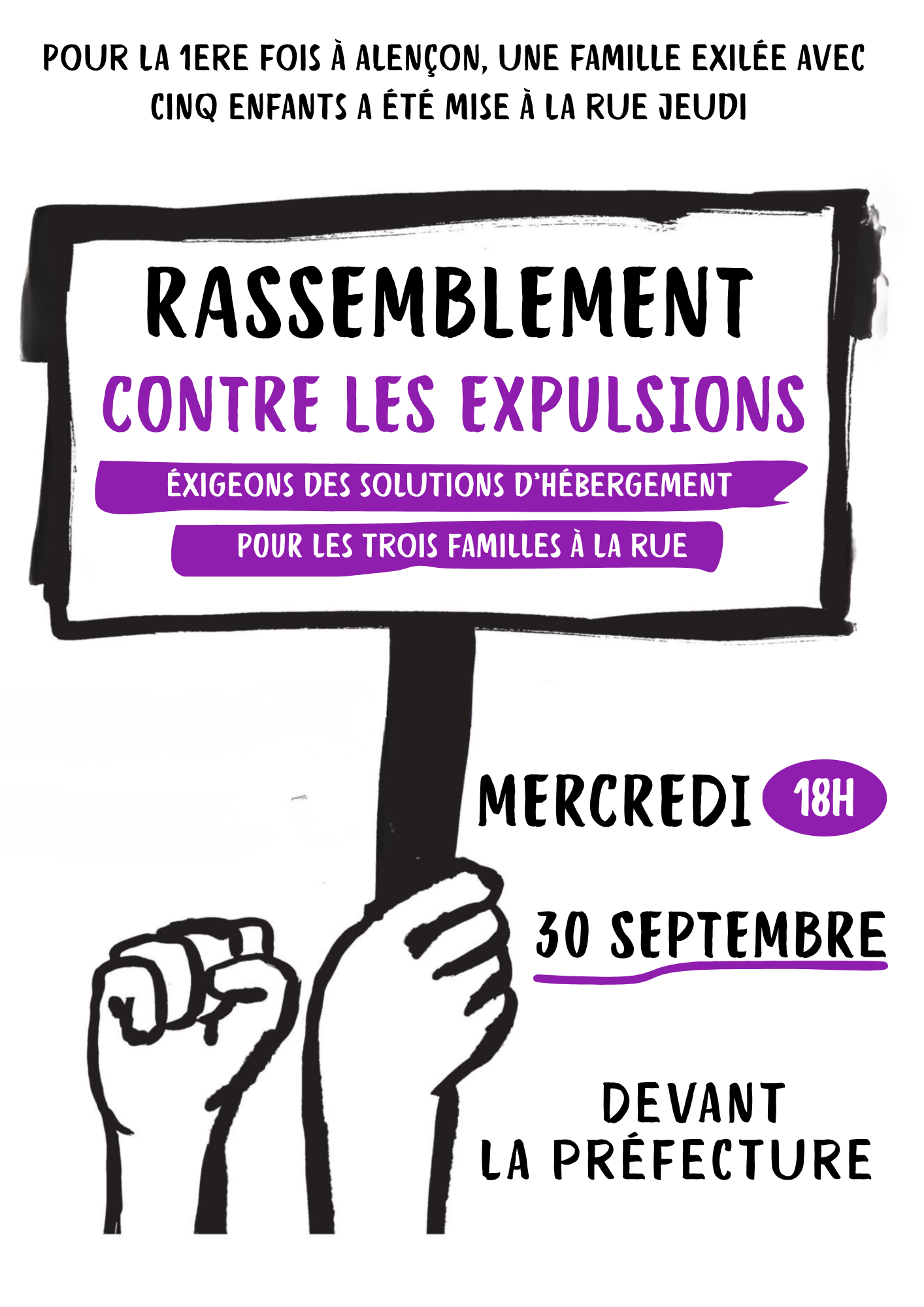 Rassemblement contre les expulsions et pour le relogement des trois familles à Alençon
