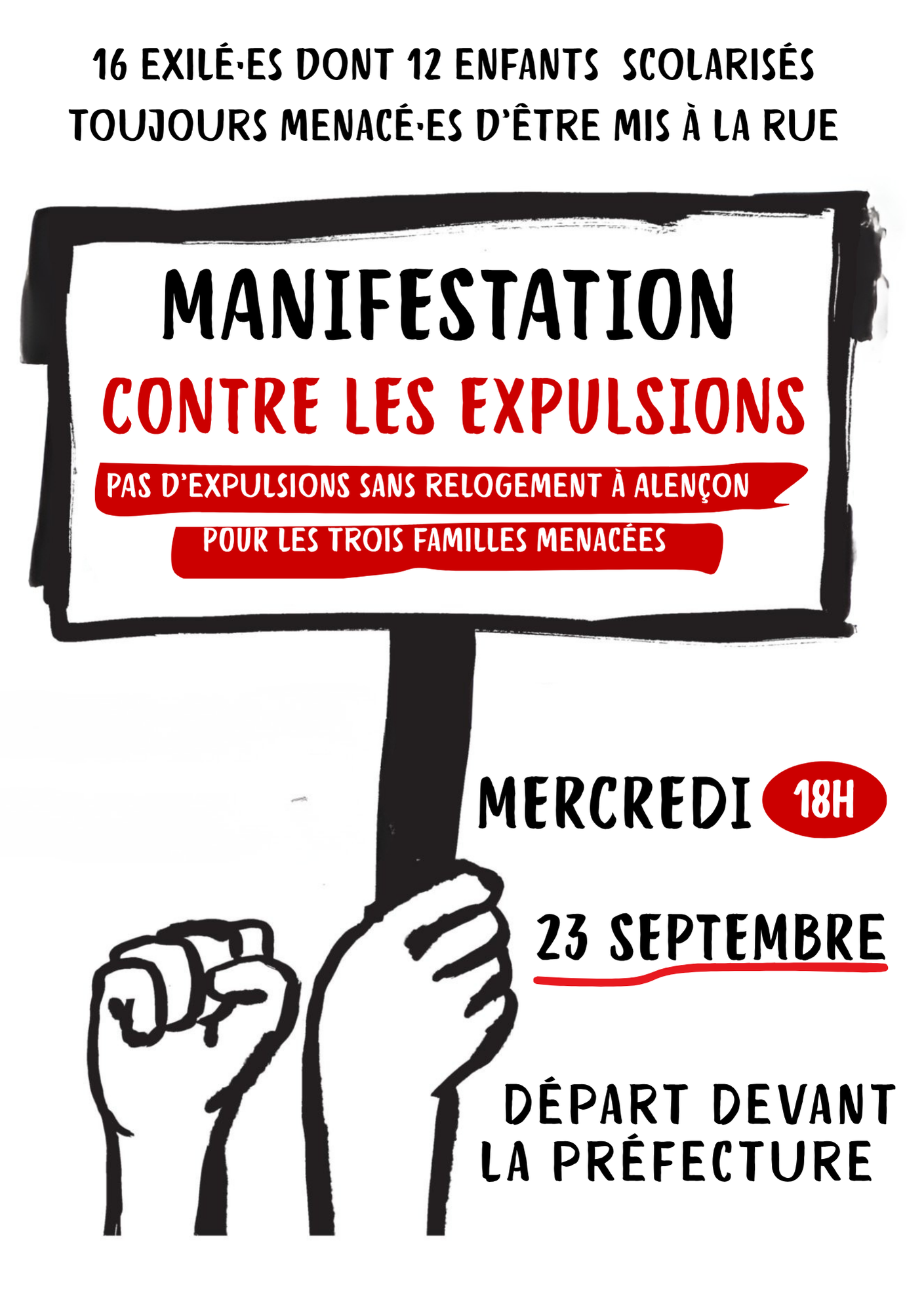 Manifestation contre l'expulsion de trois familles exilée·es