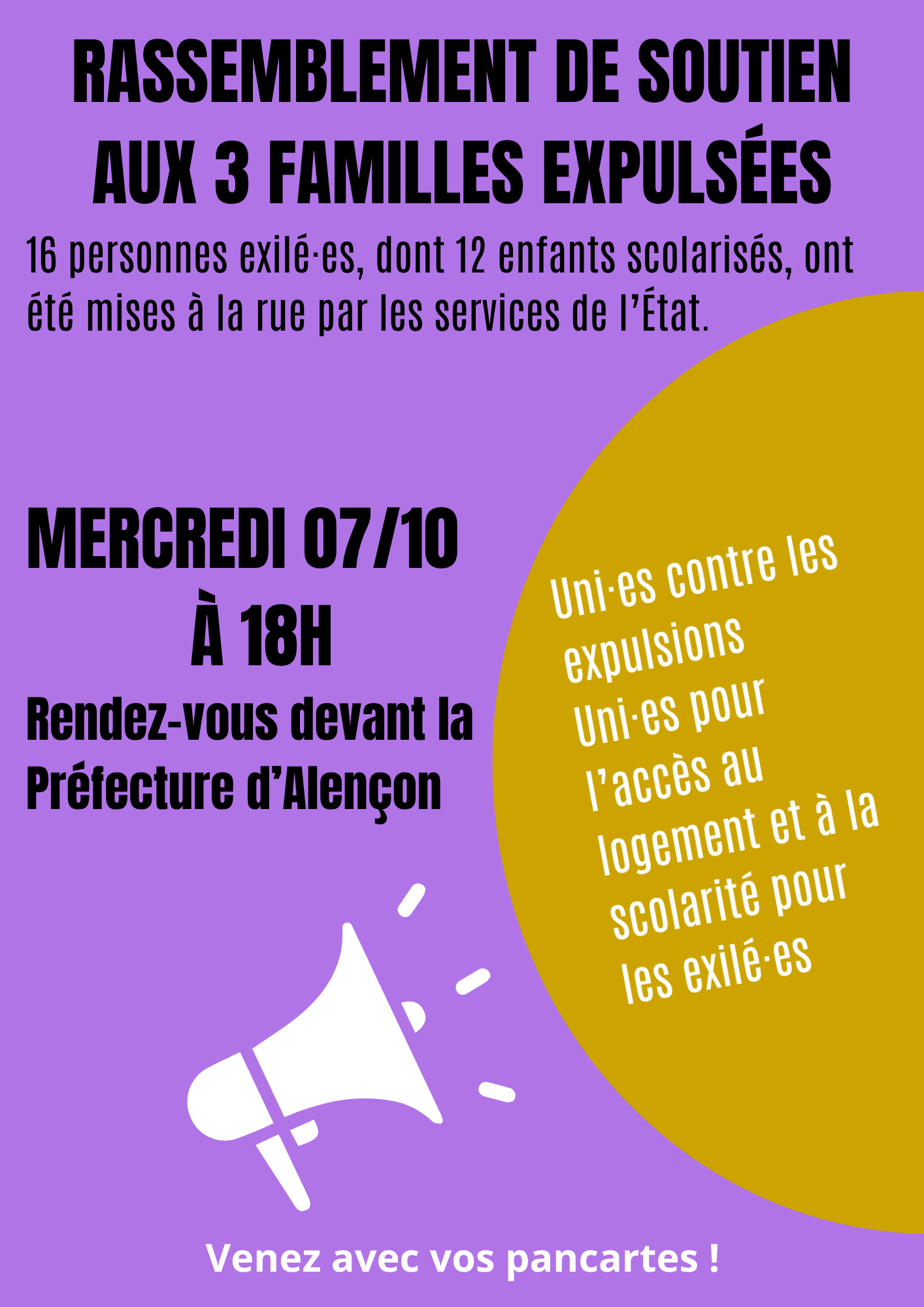 Rassemblement de soutien aux 3 familles expulsées de leur logement