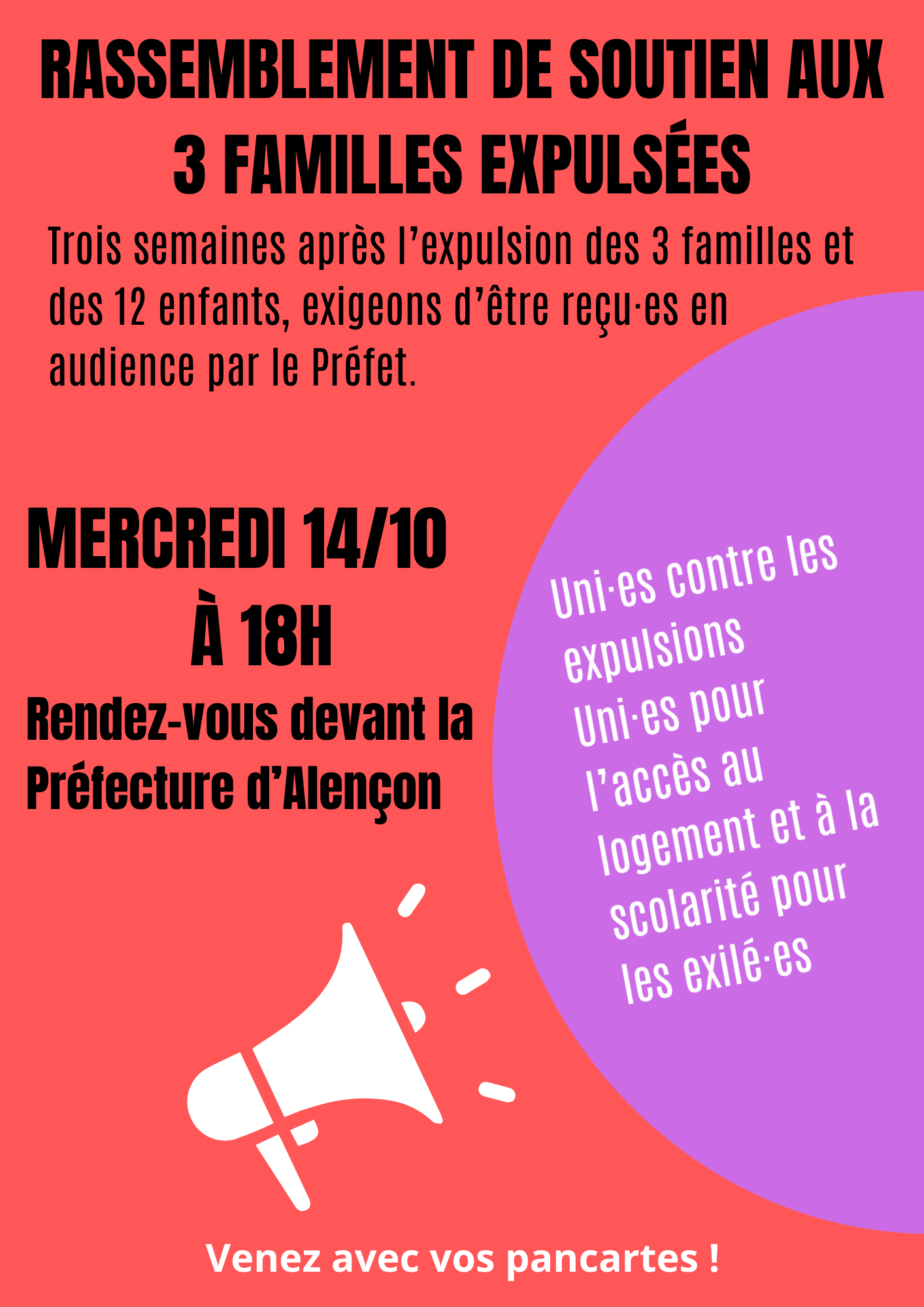 Rassemblement de soutien aux 3 familles expulsées